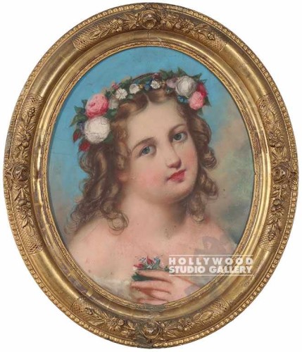 22X18 OVAL GOLD FRAME YOUNG GIRL