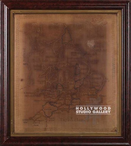 29x25Vintage England Map Embroidery