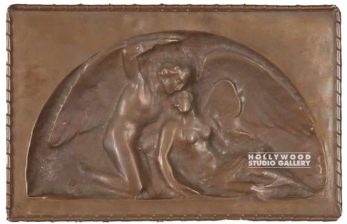 8x12 COPPER-ANTQ.ANGEL WALL PLAQUE