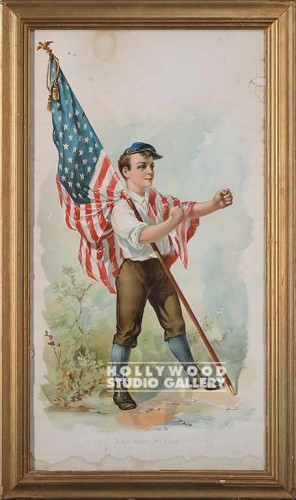33X19 VINT SOLDIER BOY W US FLAG