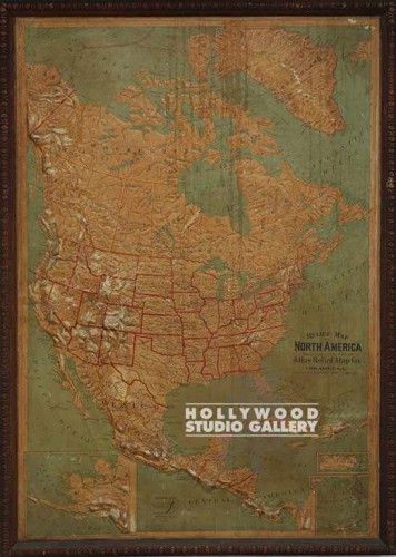 34x45 VERT. 3-D MAP/ NORTH AMERICA