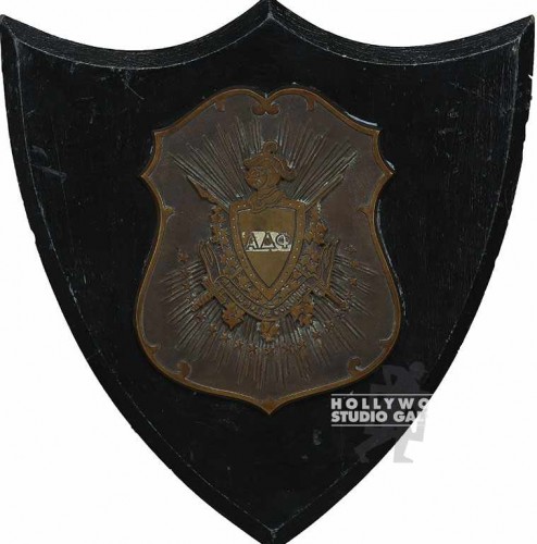 17x16 Wooden Brass Shield Plaque