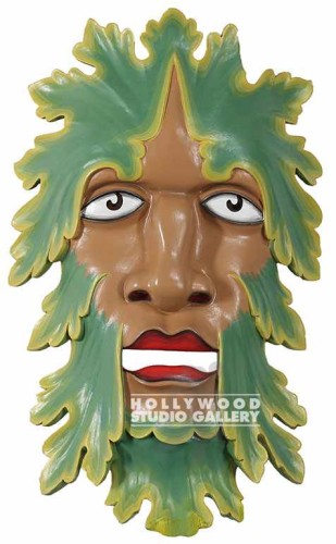17X10 WOODEN MASK GREEN-MAN BALI