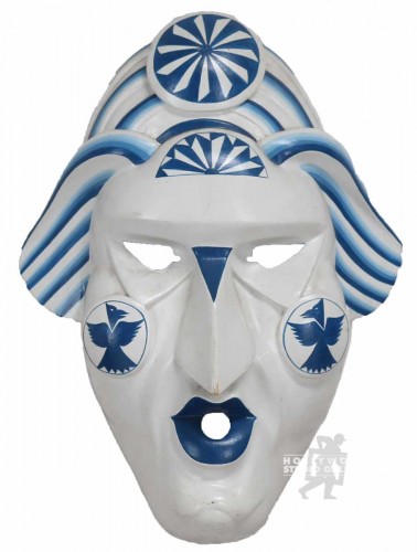 14x10 Wooden Mask/White/Blue
