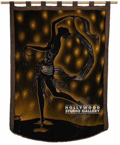 49X34 BLK/GOLD DANCER-VELVET W/ ROD