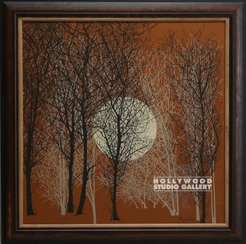 35X35 BRWN TREE LANDSCAPE/MOON/FRMD
