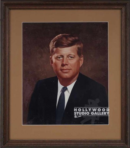 20X18 JFK PORTRAIT/MATT/BRWN FRM