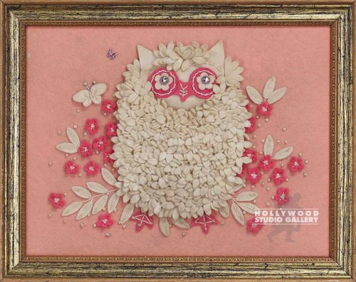 14X11 WHITE/PINK/OWL/FRAMED