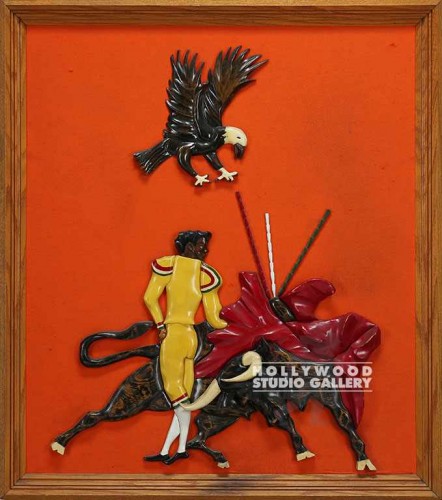 38X44 PERIOD 3-D BULLFIGHT/ORANGE