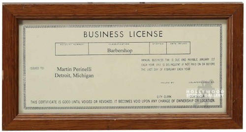 9X5 BARBER SHOP/BUSINESS LICENSE