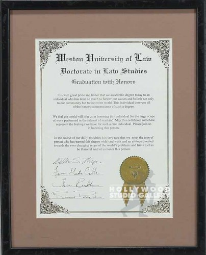 15X12 WESTON UNI/LAW DOCTARATE/CERT