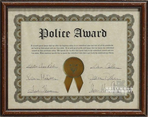 9X12BRWN FRM/ POLICE AWARD/CERTF.
