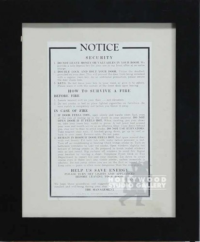 8X10 NOTICE/HOTEL CHECK OUT