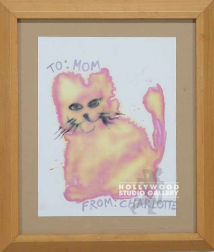 15X13 WATERCLOR/"PINK-ISH"/CAT