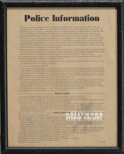 9X11 POLICE INFO FRAMED ARTICLE