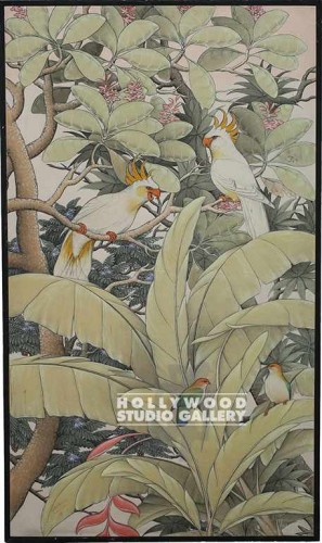 51X30 BALI TROPICAL BIRDS ORIGINAL