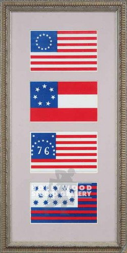 27X14 FRAMED AMERICAN FLAGS