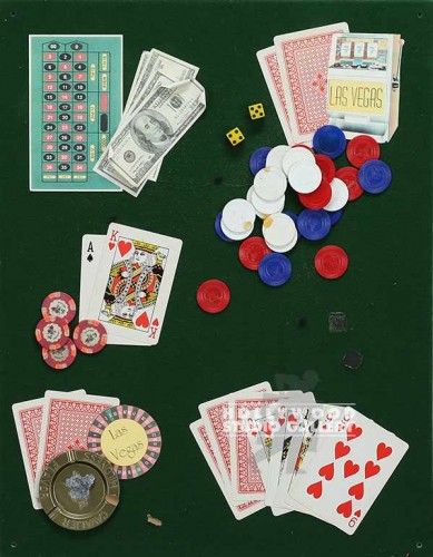 25X20 VARIOUS GAMBLING/COLLAGE/WOOD