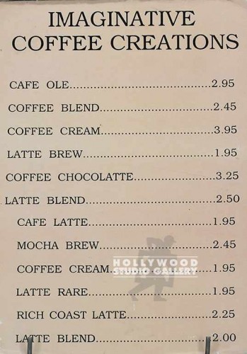 10X14 COFFEE MENU/MOUNTED
