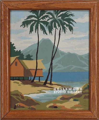 12X10 PAINT BY #`S/HUT/PALM TREE