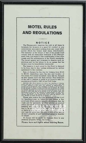 8X13 MOTEL RULES BLACK FRAME