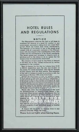 8X13 MOTEL RULES BLACK FRAME
