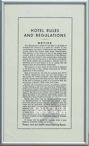 8X13 HOTEL RULES SILVER FRAME