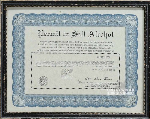9X12PERMIT TO SELL ALCOHOL CERTIF..