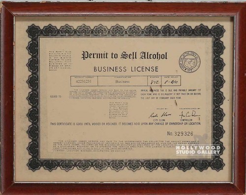 10X12PERMIT TO SELL ALCOHOL CERTIF.