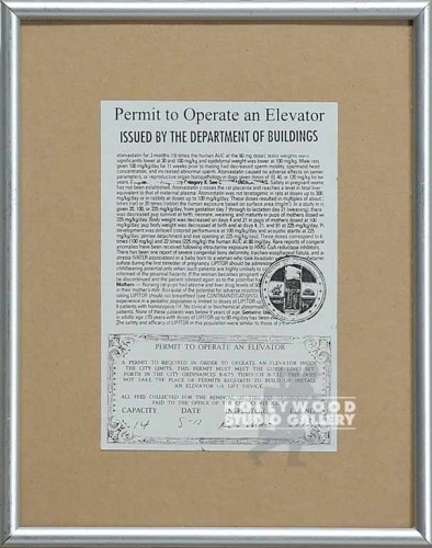10X9 PERMIT TO OPERATE ELEVATOR