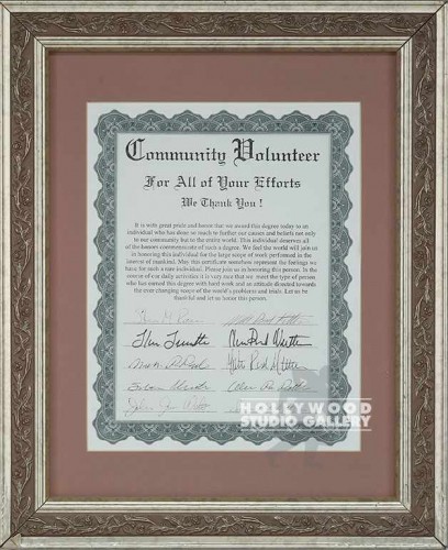 14X17 COMMUNITY VOLUNTEER CERT..