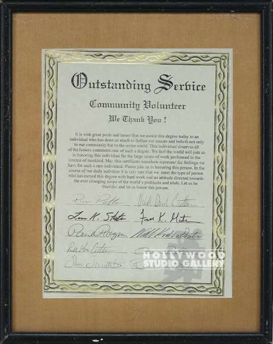 12X15 OUTSTANDING SERVICE CERTIF