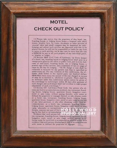 10X12 MOTEL CHECK OUT POLICY