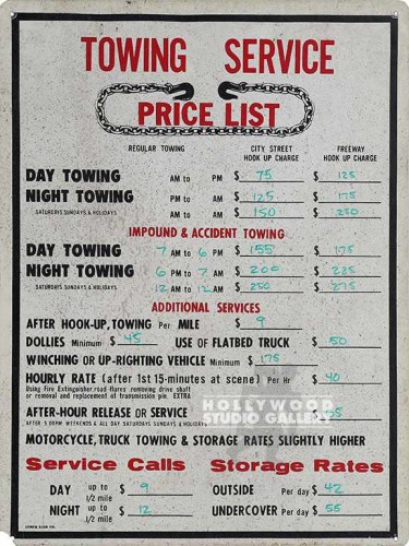 18X24 TOWING SERVICE SIGN