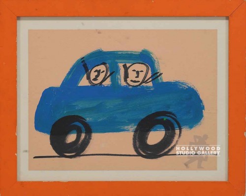13x15 Lil Blue Car Drawing/Orng Frm
