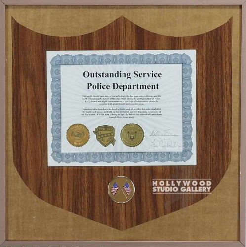 20X20 POLICE SHIELD/CERTIF/MTL FRM_