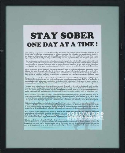 21X17"STAY SOBER ONE DAY AT A TIME"