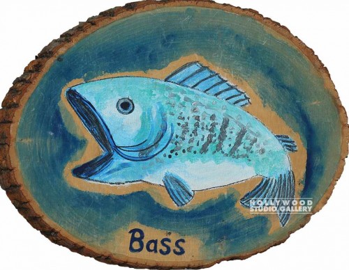 10x14 BASS PAINTING ON OVAL WOOD