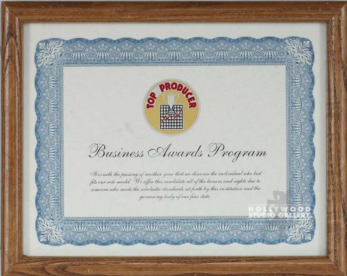 10X12 TOP PRODUCER BUSINESS CERT.