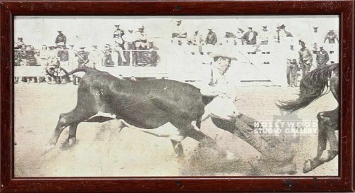 7X13 MAN HIT BY BULL/ SEPIA/BRW FRM