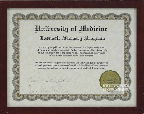 9X12 COSMETIC SURGERYCERTIF..