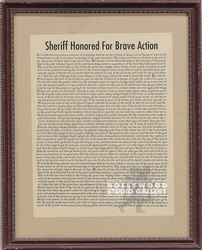 15X12 "SHERIFF HONORED FOR" CERTIF