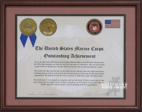 11X14 JJ/MARINE CORPS/CERTIFICATE
