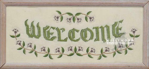 10X21 WOOD FRM/KNITTED "WELCOME"