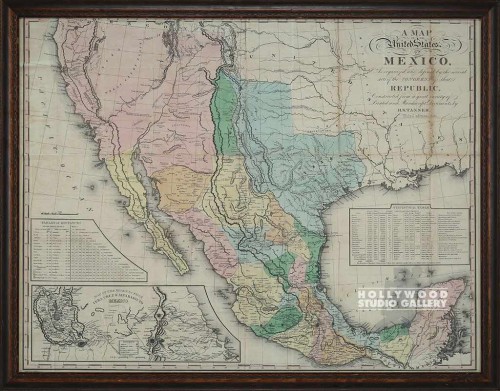 33X42 (1846 MAP US OF MEXICO/ WOOD