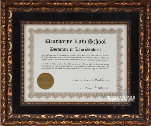13X15 DEARBORNE LAW SCHOOL CERTF