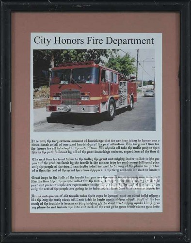 12X9 CITY HONORS FIRE DEPT./ARTICLE