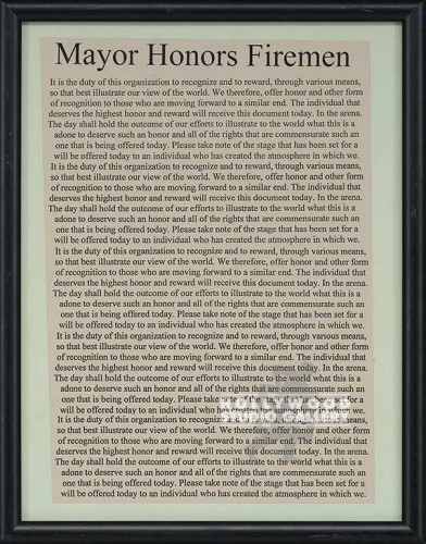 12X9 MAYOR HONORS FIREMEN/ARTICLE