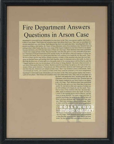 12X9 FIRE DEPT.ANSWERS ?S IN ARSON