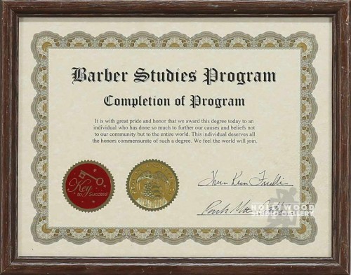12X9 BARBER SHP STUDIES/CERTIFICATE
